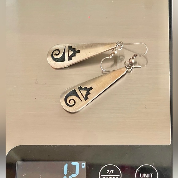 VTG Native American Hopi Sterling Silver Dangle Earrings - Picture 5 of 6